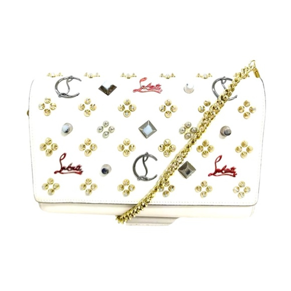 Christian Louboutin Studded White Paloma Clutch Crossbody Bag Excellent